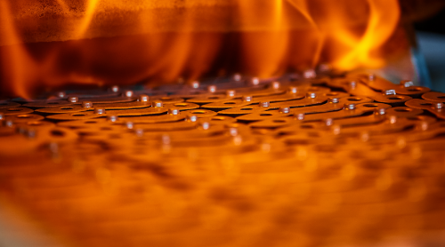 Steel quenching at high temperature in industrial furnace